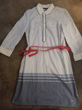 Tommy Hilfiger Shirt Dress Blue white stripes with pink belt- Small/Medium