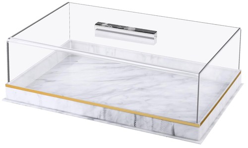 Acrylic Rectangular Cake Tray, 15"x9"x4.7"Cake Stand Plate with Clear Cover L...