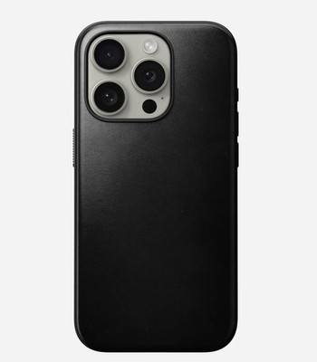 Nomad Horween Leather Case iPhone 15 Pro- Black NM01612285 Luxury Folio 