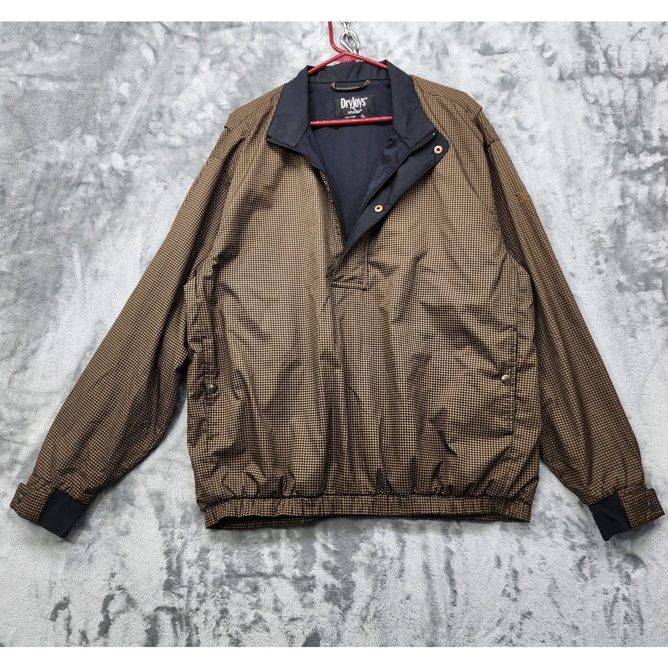 Chaqueta cortavientos DryJoys by FootJoy para hombre L marrón negra pata de gallo Foto 2 de 4