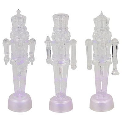 Northlight Set of 3 LED Lighted Icy Crystal Nutcracker Christmas Figurines 7.5''