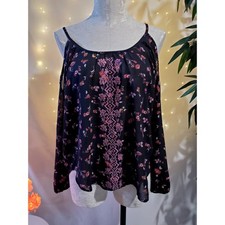Top Campesino Rewind Floral Boho Bordado Encaje Hombro Frío Para Mujer Talla M