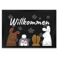 Willkommen FußMatte In 35X50 Cm Mit Lustigem Hasen-Motiv