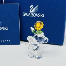 Swarovski Crystal Kris Bear with Sunflower 842934 Figurine + Display Mirror MIB