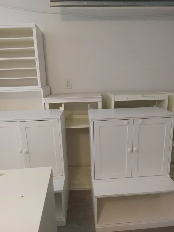 White Pottery Barn Logan Cabinet Base and Shelves Set of 4 - Image 4 of 4