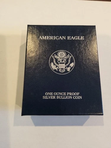 2002-W Proof American Silver Eagle Dollar $1 Box & COA US Mint Bullion G01
