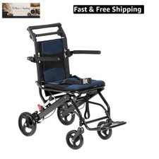 Wheelchair, Aluminum Alloy Ultra-Lightweight Transport Chair for Adults, Fold...