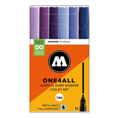 Molotow One4All Acryl Marker 127HS Violett Set (6 Marker) - 2 mm Spitze