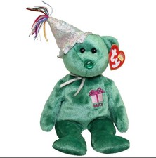 Ty Beanie Babies May the Birthday Bear with Party Hat - New with Tags
