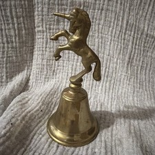 Vintage Solid Brass Unicorn Bell figurine 5” tall