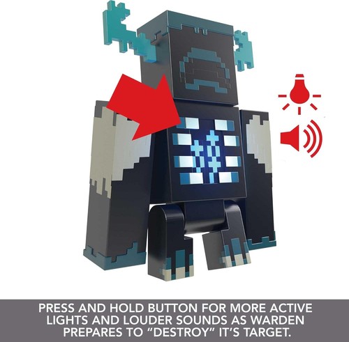 Mattel Minecraft Warden Action Figure con Luci, Suoni e Modalità Attacco, Colleziona - Foto 5 di 6