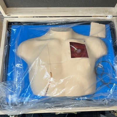 Health Edco Deluxe Venous Access Device Model Chest Torso EUC In Wood Case. Rare