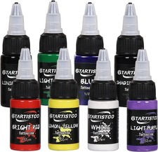 GTARTISTOO 8 Colors Tattoo Ink Set 1/2 OZ 15ml /Bottle Professional Tattoo...