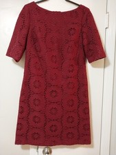 Adrianna  Papell  Burgundy Lace Dress Size 8 Holiday Office Career