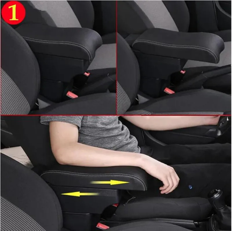 Bracciolo Auto Universale Regolabile Portaoggetti Console Centrale con USB Pelle - Miniatura 3