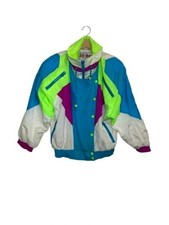 Vintage East West 80s/90s Windbreaker Size S Shoulder Pads  Retro Colorblock