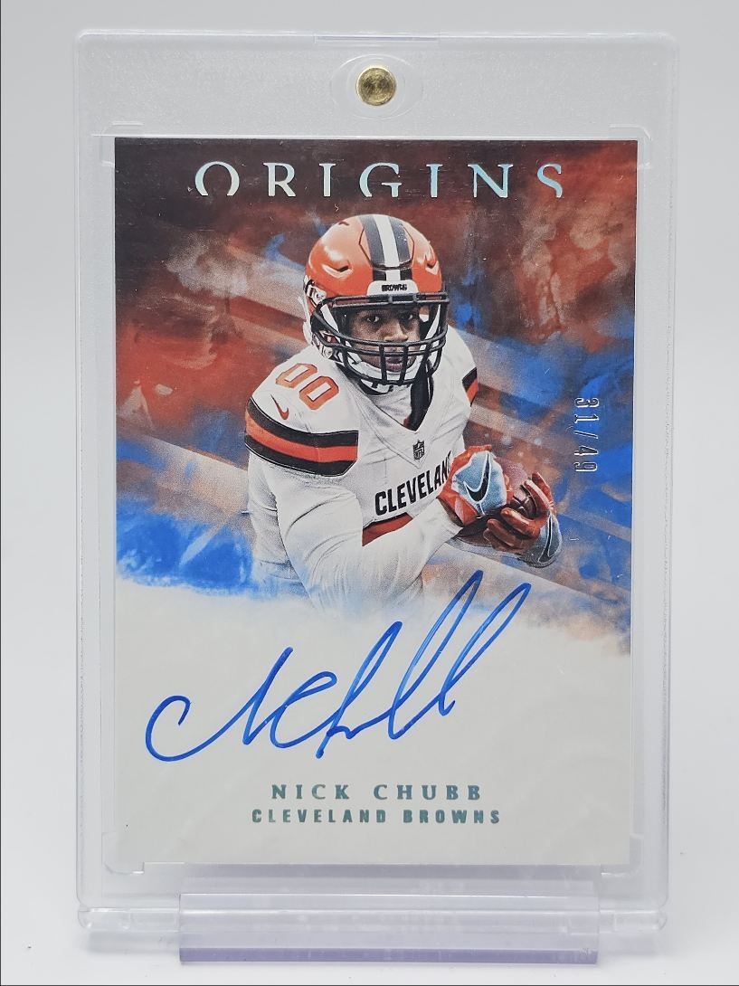 Nick Chubb Panini Origins Rookie Autographs #RANC Blue