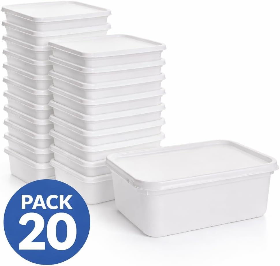 20x 2L Rectangular Ice Cream Tubs & Lids Food Storage Containers Kitchen Set New