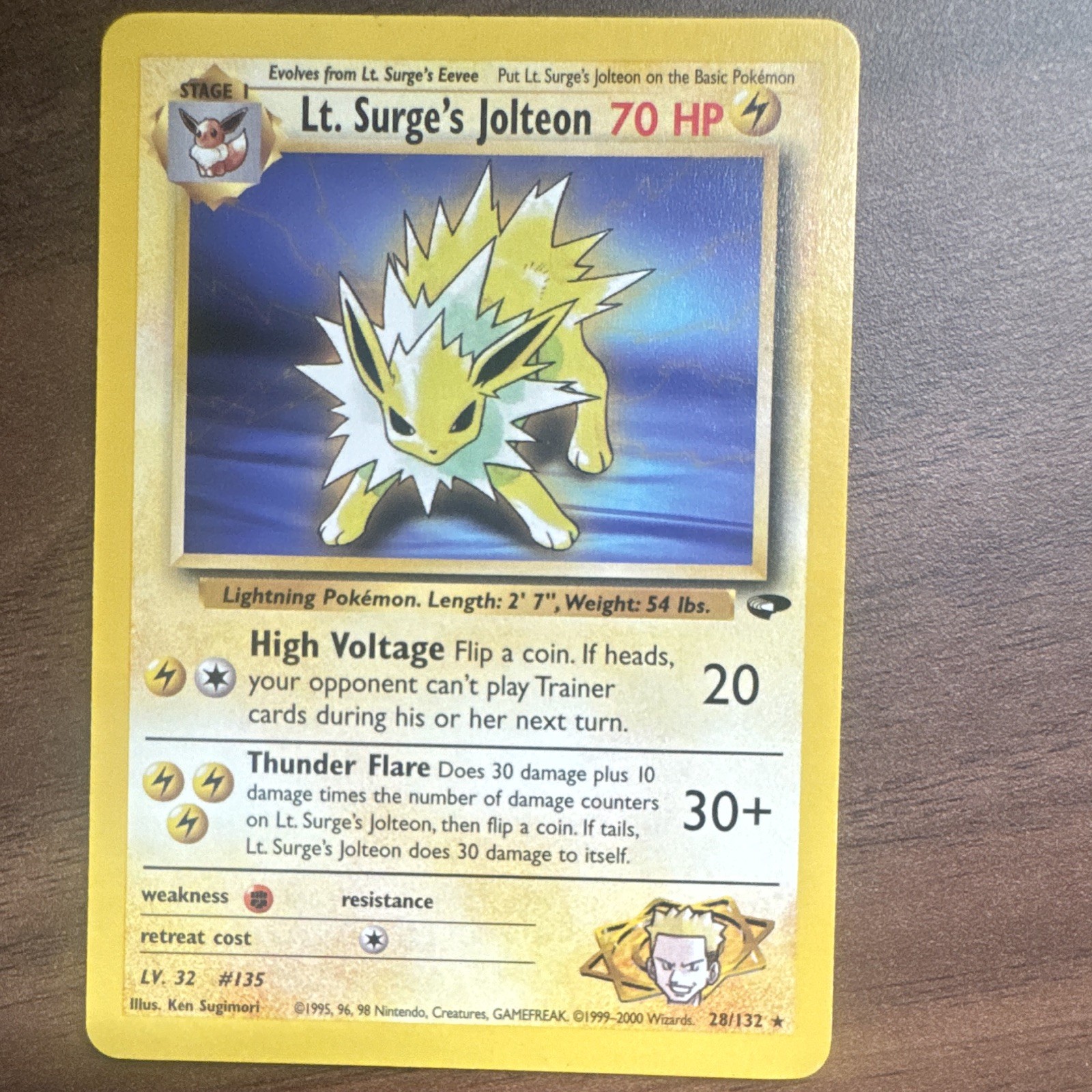 Pokémon TCG Lt. Surge's Jolteon 28/132 Gym Challenge Non-Holo Rare Card