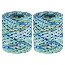 2Roll 219Yard Raffia Ribbon Raffia Paper Craft Ribbon Dark Blue/Green