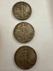 Lot of 3 Walking Liberty Half Dollars – 1941 – 90% Silver – Circulated