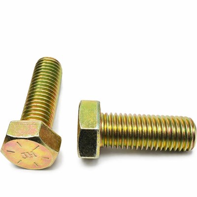 BULK BOX! 1/4''-20x2'' Hex Cap Screws Grade 8 Coarse CR+6 Bake Zinc-Yellow 1200pcs