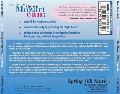 VARIOUS ARTISTS MUSIC FOR THE MOZART EFFECT, VOL. 3: UNLOCK THE CREATIVE SPIRIT
