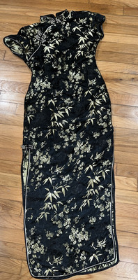 Fashion Asian Style Oriental Dress Women's Size S - Black Gold Floral 30  Bust | eBay