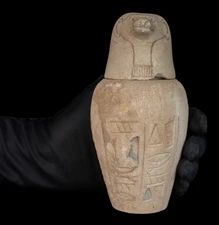 Authentic Ancient Egyptian Stone Canopic Jar – Son of Horus Rare Artifact BC