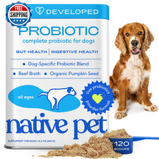 Native Pet Dog Probiotics Powder Vet-Formulated Digestive Prebiotics 120ct