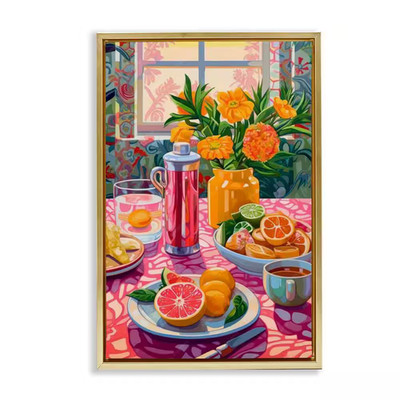 Summer Table Spread by LSR Design Studio Gold Floater Frame Food Graphic Art Pri