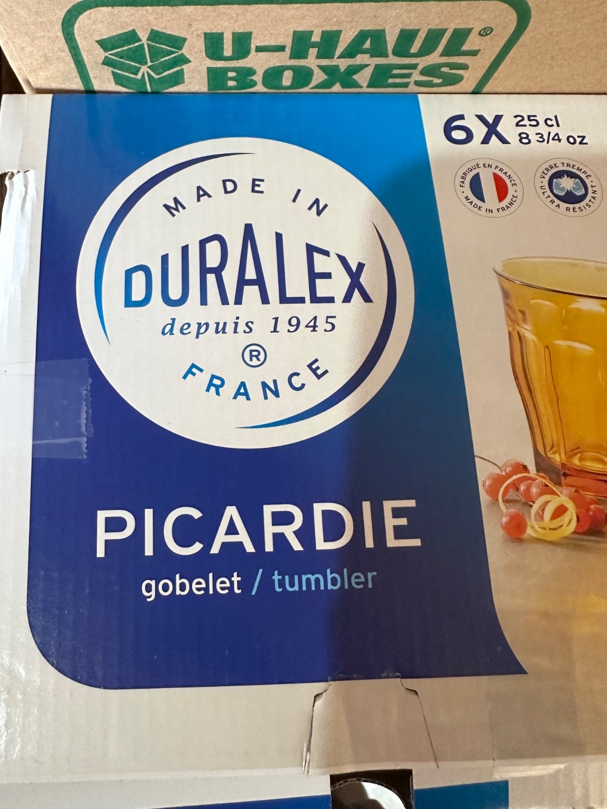 6x Bicchiere Duralex Picardie Vermeil 25Cl Vetro Temperato