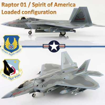 Hobby Master 1/72 F-22A Raptor USAF 412 TW Raptor 01 / Spirit of