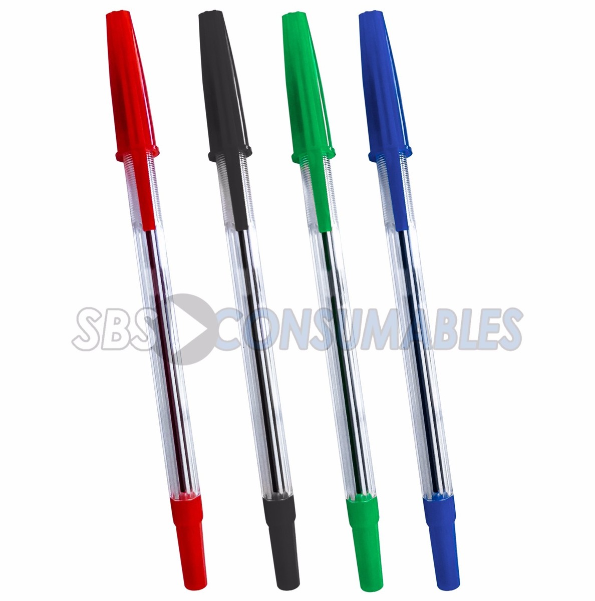 100 OR 200 WB Stylostik Ballpoint Pens Biros Slim Black, Blue, Red,  Green