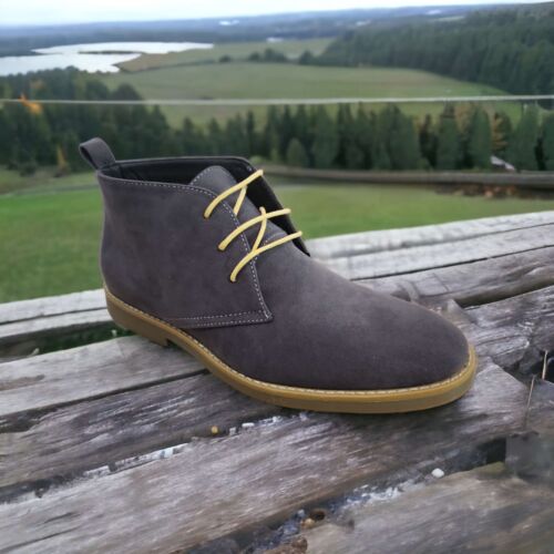 Herren grau B-1306 groß mittel Chukka lässig runde Zehenpartie Schnürung Wüste Kleid Stiefel - Bild 2 von 6