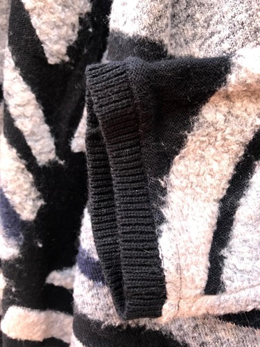 Cárdigan tejido intarsia Lucky Brand gris cascada estampado geográfico suroeste boho L - Imagen 4 de 9