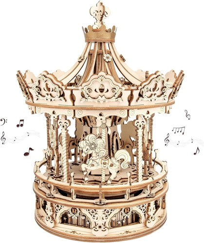 ROKR Romántico Carrusel Mecánica Caja de Música Hágalo usted mismo 3D Madera Rompecabezas Juguetes Navidad Regalo - Imagen 12 de 12