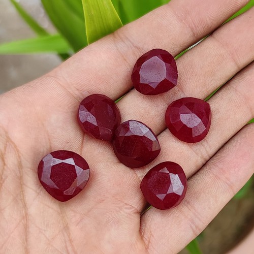 Natural 91.20 Ct Certified Pear Shape Red Ruby Loose Gemstone Lot 6Pcs 15-16mm - Picture 6 of 8