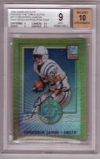 2000 Donruss Elite Passing Torch Auto Edgerrin James Vegas BGS 9 AU 10 #’d 1/6
