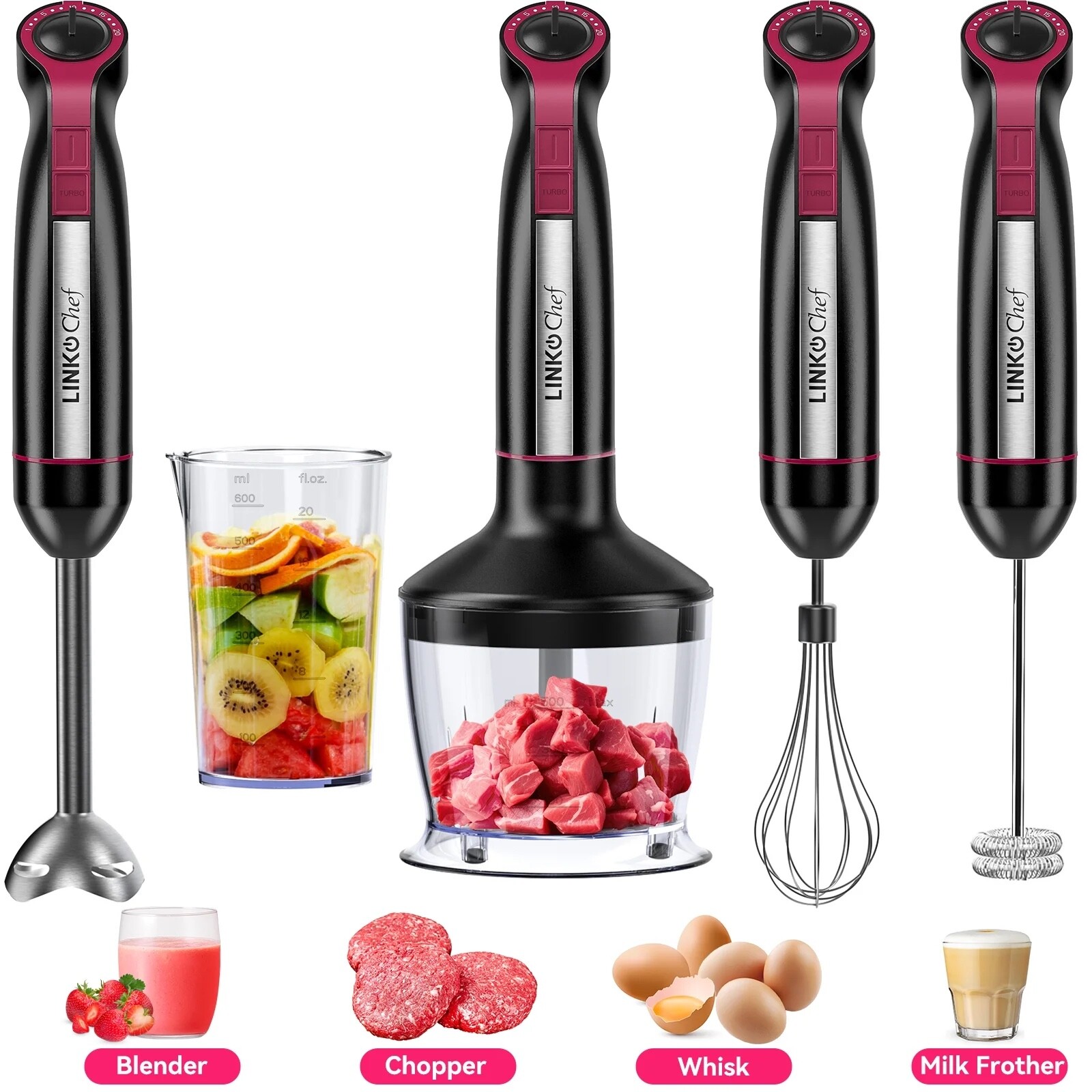 The LINKChef Immersion Blender is a versatile 20-speed 1000W