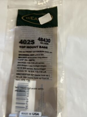 Weaver Top Mount Base Winchester 52, 70 Savage 110, Mauser Silver 402S 48430