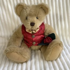 FIRST  MAIN  Teddy Bear PLUSH "TEDDY" 10" WITH SATIN VEST  ROSE
