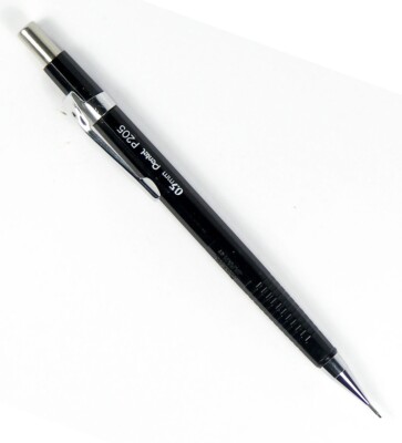 Vintage PENTEL P205 (P7) Mechanical Pencil: Black Plastic & Chrome