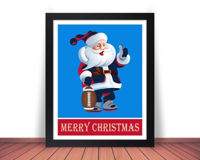 Framed NEW ENGLAND PATRIOTS comparable CHRISTMAS SANTA Football Photo Picture b