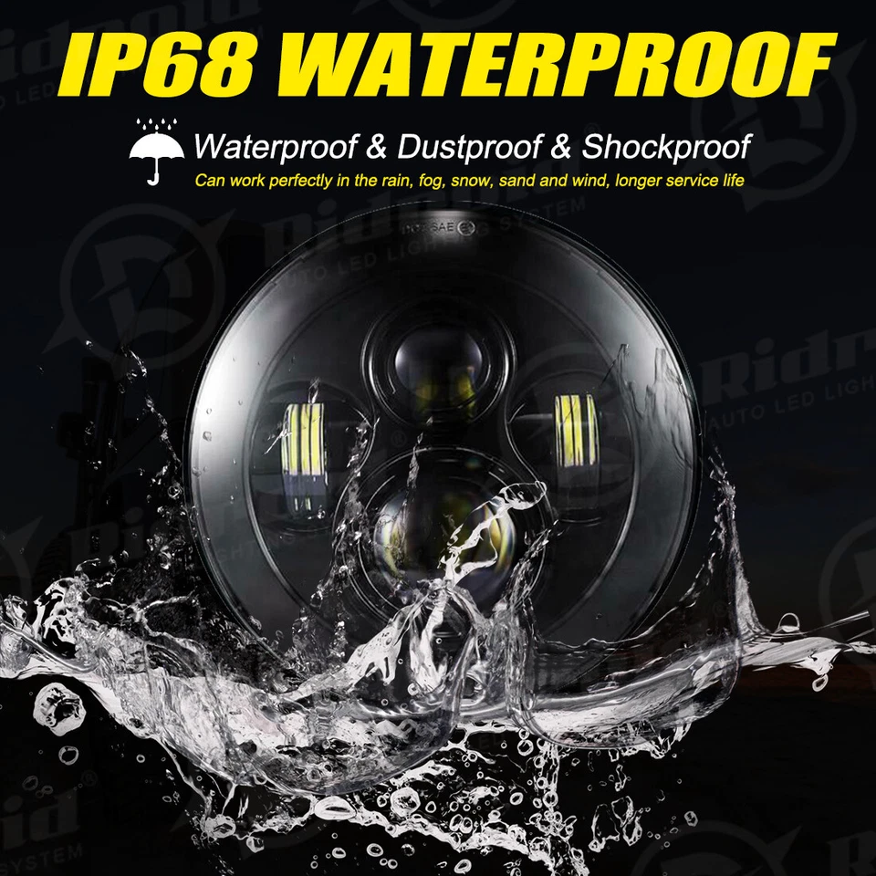 Luz proyectora faros redondos de 7 pulgadas luz alta baja doble haz para camión coche 4x4 2 piezas Foto 3 de 4