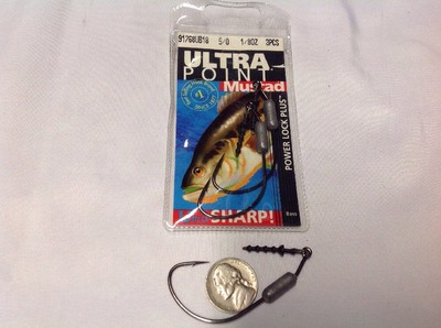 Mustad 91768UB18 5/0 Power Lock Plus Bait Keeper 1/8 Oz Hook 3 Count