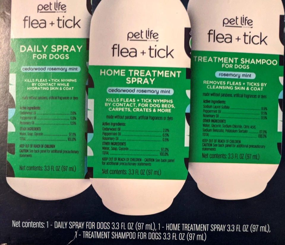 Kit de prueba de prevención de 3 pasos de aceites esenciales para pulgas + garrapatas Pet Life (NUEVO) Foto 3 de 4