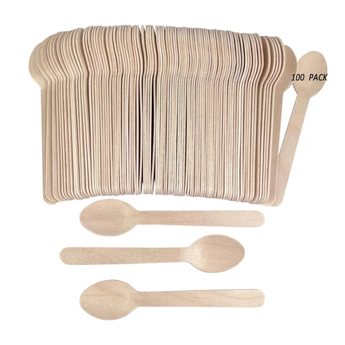 Wooden Spoons 6.3 Inch Wooden Cutlery For Catering Party Wedding Pack of 100
