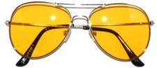 YELLOW COLORED LENSES AVIATOR STYLE WOMEN MEN SUNGLASSES SILVER METAL UVB UVA