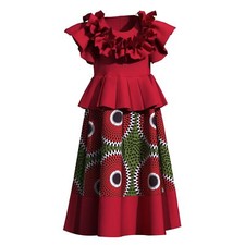 African Dresses for Kids Girls Print Bazin Riche Cute Kids Party Dress